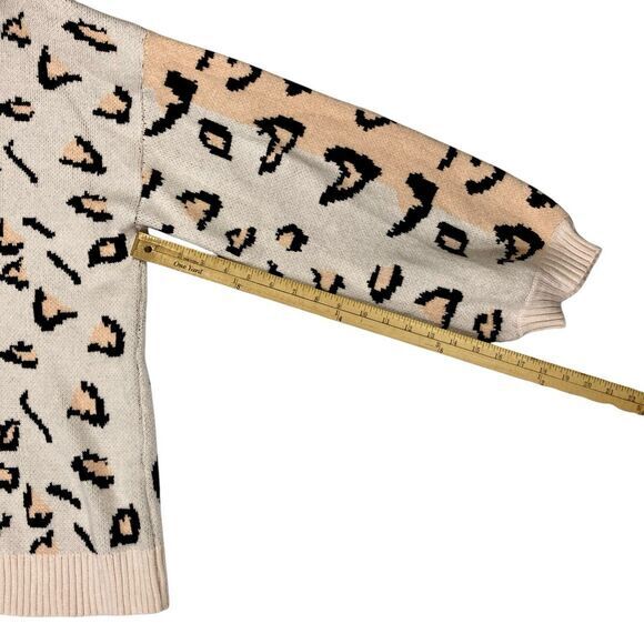 Dress Up Sweater Womens L Beige Orange Cheetah Print Oversized Modest Chic Cozy - Picture 12 of 16